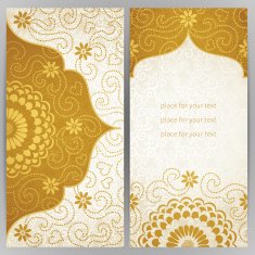 Vintage ornate cards with flowers and curls N14