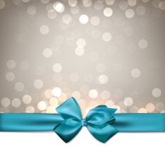 Greeting card with blue bow