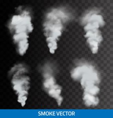 Realistic transparent smoke steam Vector