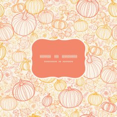 Vector thanksgiving line art pumkins frame seamless pattern background N2