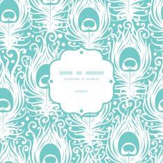 Soft peacock feathers vector frame seamless pattern background N2