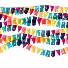 Holiday celebration seamless pattern with shiny colored flags N4
