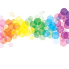 Abstract colored circles against white background N2
