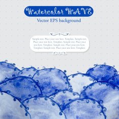 Abstract template with blue watercolor waves