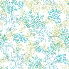 Scattered blue green branches seamless pattern background N2