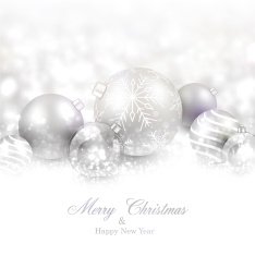 Winter background with silver christmas balls N3