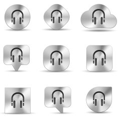 Earphone Brushed Metal icons