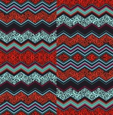 Set of decorative zigzag patterns in Art Deco style N2