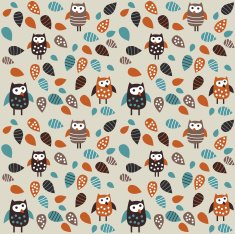 Seamless pattern owl and leaves N2