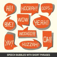 Hand drawn speech bubble set with short phrases - illustration N2