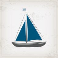 Vintage marine card with sailboat N2