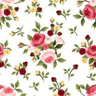 Vintage seamless pattern with roses Vector illustration