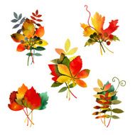 Watercolor Autumn Leaves Bouquet