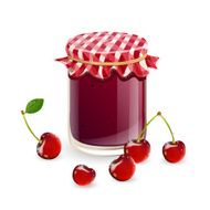 Vector jam and fresh cherries