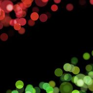 red and green blurred dots on black background N2