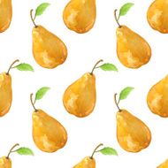Watercolor seamless pattern with pears