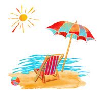 Watercolor summer beach set N6