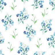 Forget-me-nots watercolor seamless vector print N2