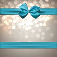 Greeting card with blue bow N2