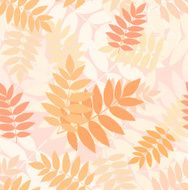 Seamless pattern with autumn rowan leaves Vector illustration