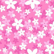 Vector seamless pattern with white and pink flowers