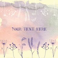 Abstract watercolor background with spring plants for design