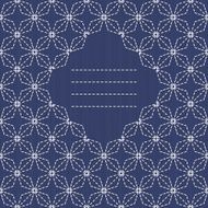 Text frame Traditional Japanese Embroidery Ornament with rhombs Sashiko motif N2