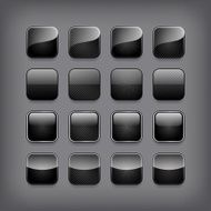 Set of blank black buttons