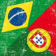Brazil and Portugal grunge Flag N2