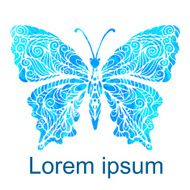 Watercolor blue butterfly N2
