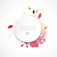Blank circle paper with leaf and watercolor paint vector