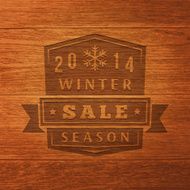 Winter Sale 2014 Label On Vector Wood Texture N2