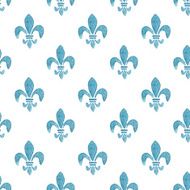 Watercolor Fleur de Lis Pattern in Blue