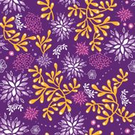 Purple and gold underwater plants seamless pattern background N2