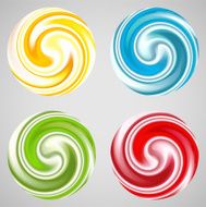 Set of milk yogurt cream curl or lollipop