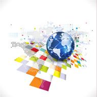 World with corporate communication tech and business concept