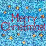 Merry Christmas mosaic greeting card design with text