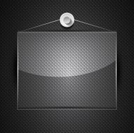Vector glass plate on black texture