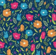 Summer Flowers Painted Seamless Pattern Background