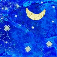 artwork with moon and stars