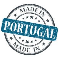 made in Portugal blue grunge round stamp