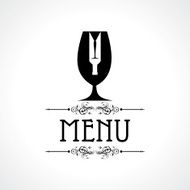 menu card with wine glass and bottle