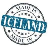 made in ICELAND blue grunge stamp isolated on white background