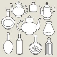 abstract silhouettes of kitchen dishes N6