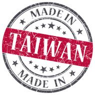 made in Taiwan red grunge round stamp