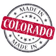 made in Colorado red round grunge isolated stamp