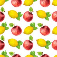 Watercolor seamless pattern with pineapples and lemons