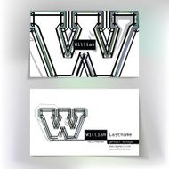 Business card design with letter W N3