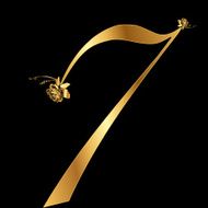 Golden number 7 with roses