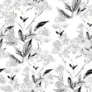 Seamless monochrome floral background N3